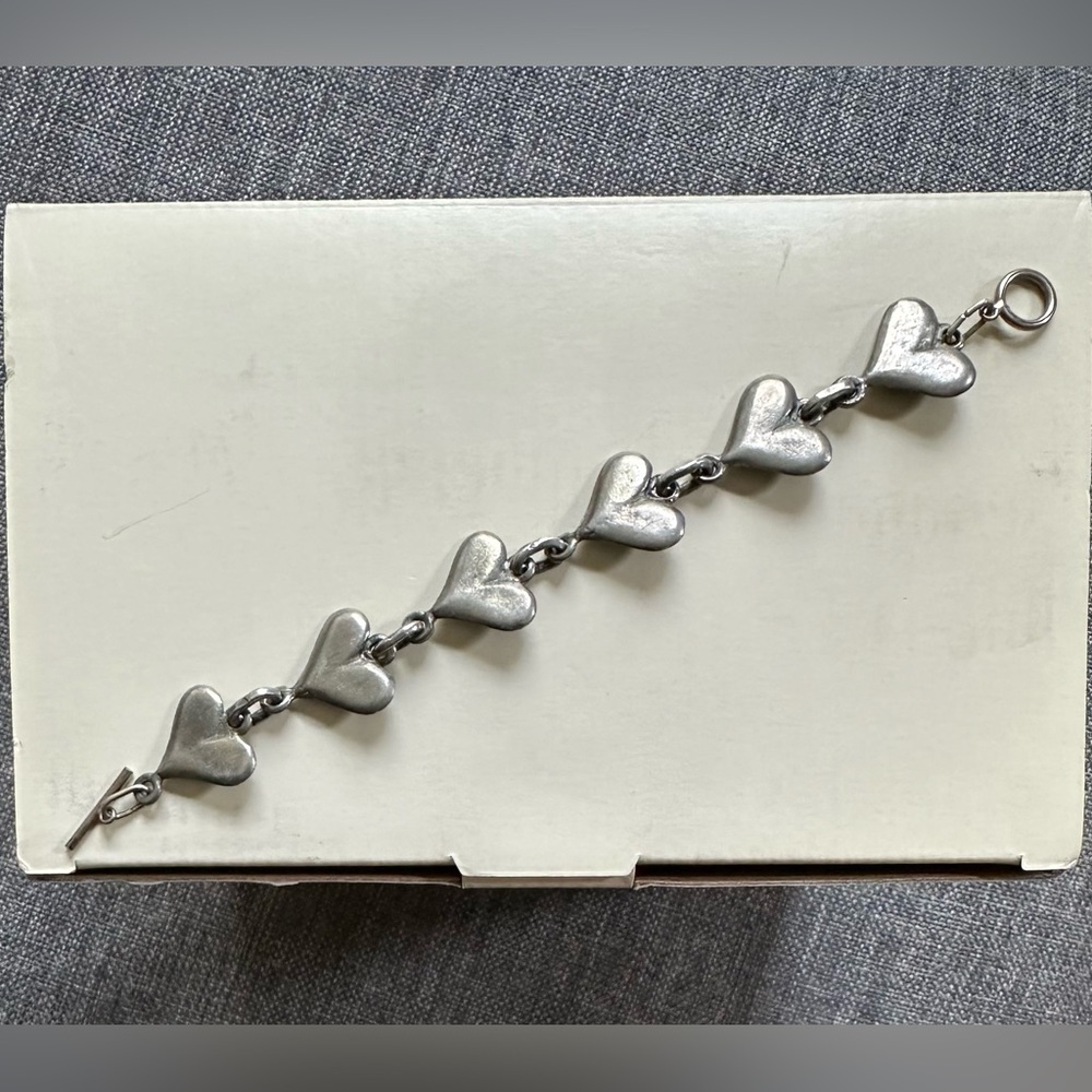 Lysgaard Design Denmark Pewter Heart Toggle Tin Bracelet
